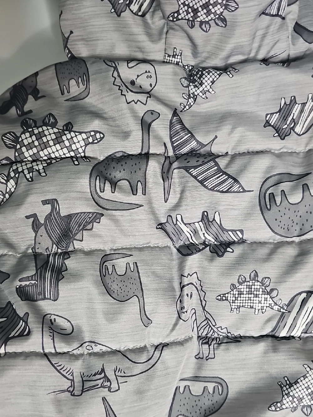 Swiss Tech Gray Dinosaur Print Puffer Jacket with Hood - Picture 3 of 6